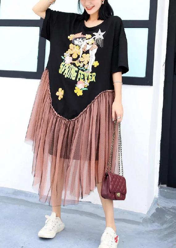 Special Offer winter dressBohemian black patchwork clothes asymmetric hem Maxi summer Dress
