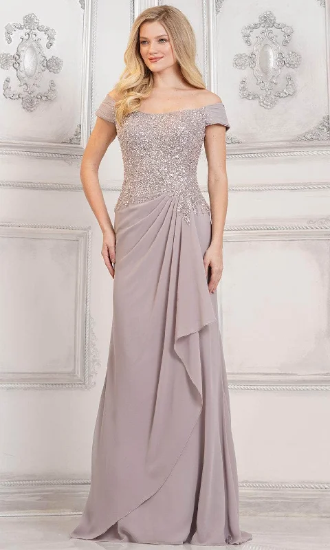 Online Only Rina di Montella RD3128 - Cap Sleeve Beaded Top Formal Gown