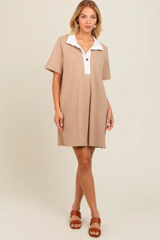 Act Fast cocktail dressMocha Contrast Collar Polo Dress