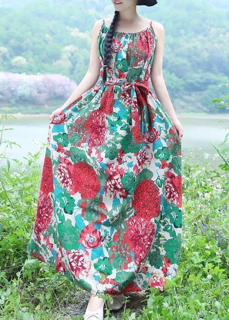 Today Only summer dressModern big hem cotton clothes Tunic Tops green prints Dresses summer
