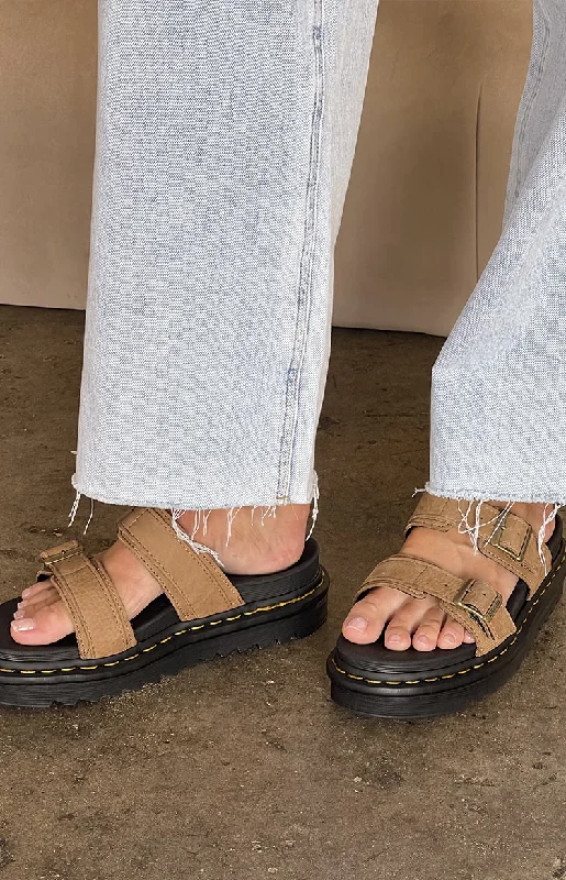 Inventory Reduction street style coatDr. Martens Myles Slide Sandal Tan Tumbled Nubuck