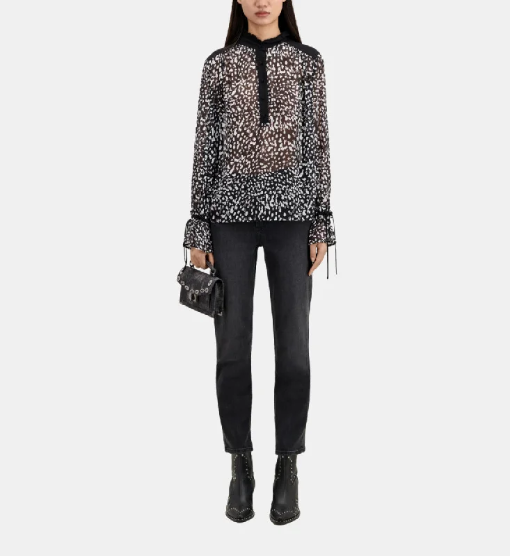 Fantastic Deals Printed Top With Contrasting Details | Women | Black x White
