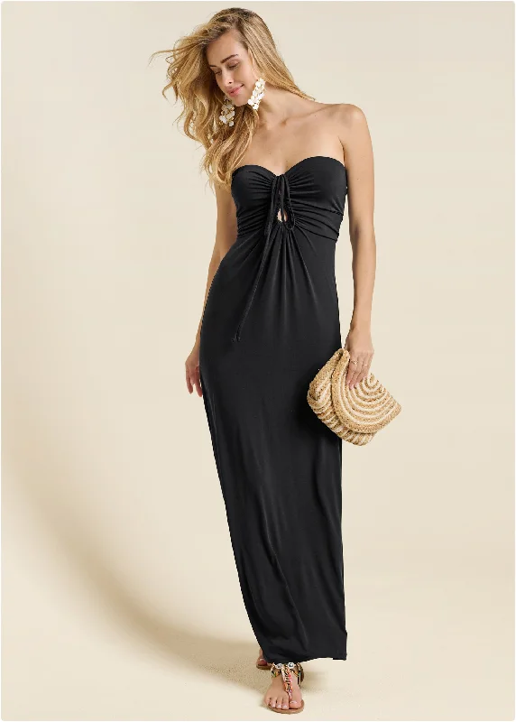 Final Markdown sophisticated dressConvertible Maxi Dress - Black