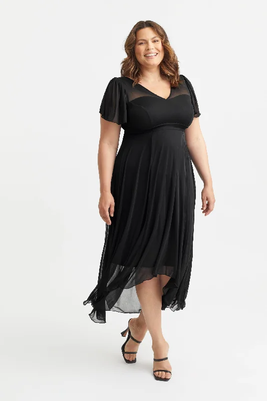 Blowout Deals casual dressTilly Black Angel Sleeve Sweetheart Dress