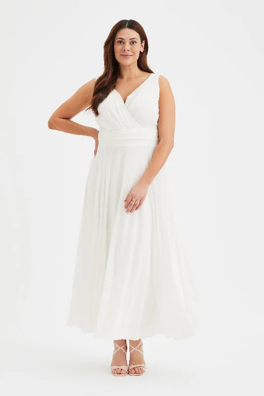 Final Sale printed dressNancy Marilyn Solid Ivory Mesh Maxi Dress