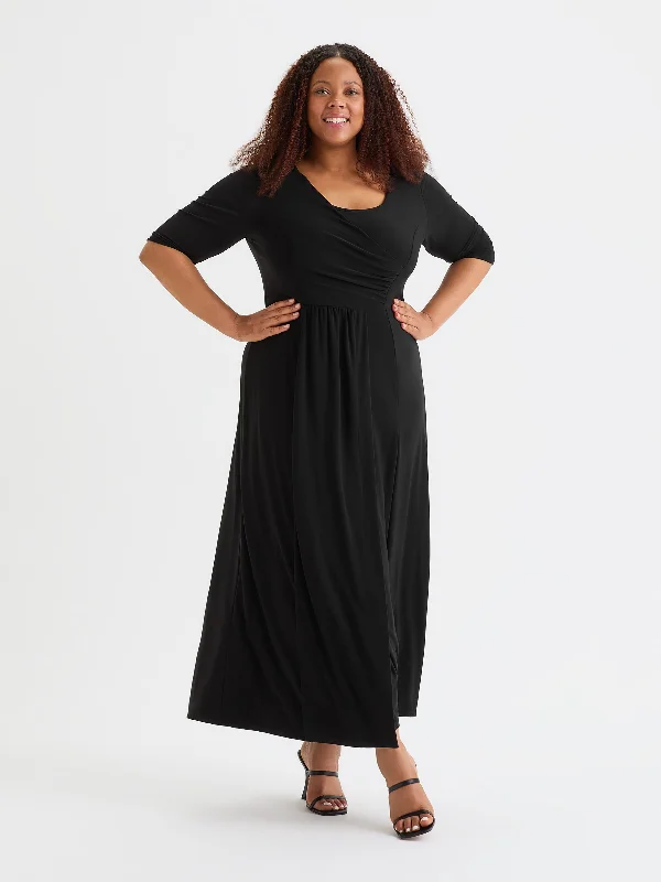 Today’s Deal statement dressSolid Black Ruched Maxi Gown