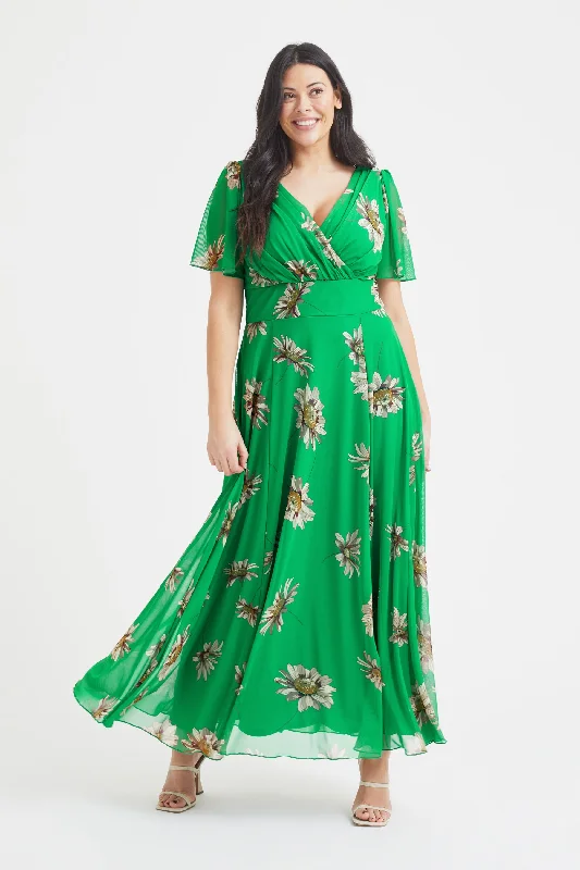 Last Chance t-shirt dressIsabelle Green Sunflower Float Sleeve Maxi Dress