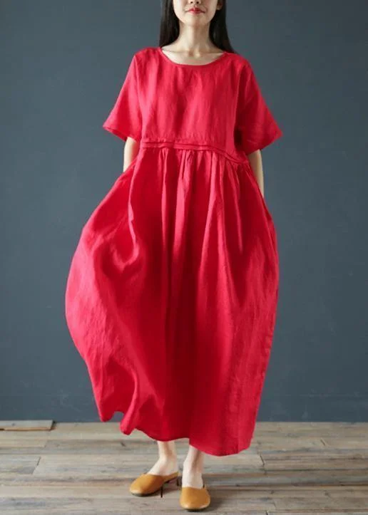 Get It Before It’s Gone bodycon dressBeautiful o neck Cinched linen summer clothes Fabrics red Dresses