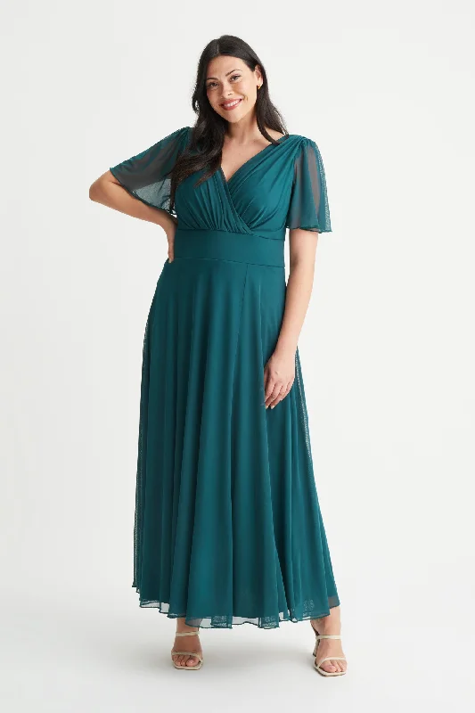 Extra Savings winter dressIsabelle Green Float Sleeve Maxi Dress