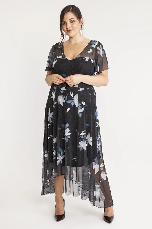 Overstock midi dressTilly Print Angel Sleeve Sweetheart Dress
