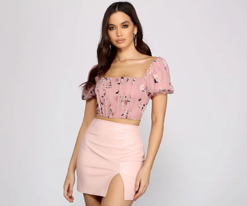 Take Advantage Too Sweet Floral Corset Top