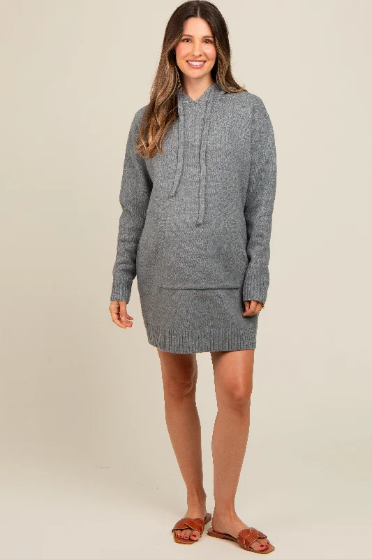 Weekend Special wrap dressGrey Hooded Front Pocket Maternity Sweater Dress