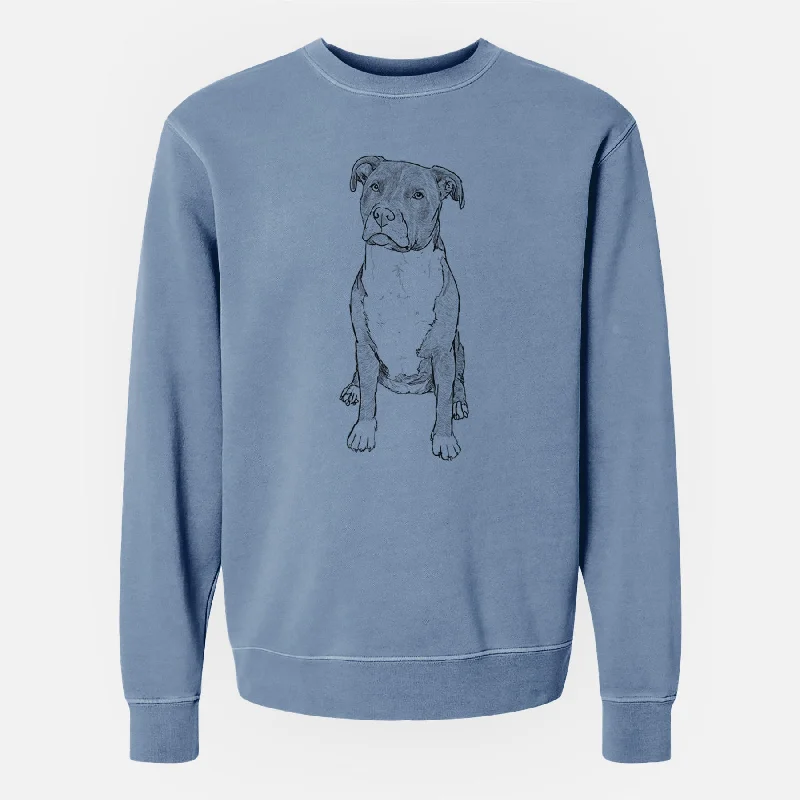 Quick Sale sporty casual hoodieDoodled Sealy the Pitbull - Unisex Pigment Dyed Crew Sweatshirt