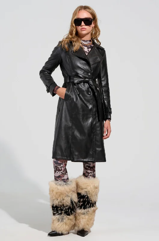 Act Now relaxed fit coatSANDO ZIPPER TRIM TRENCH IN BLACK