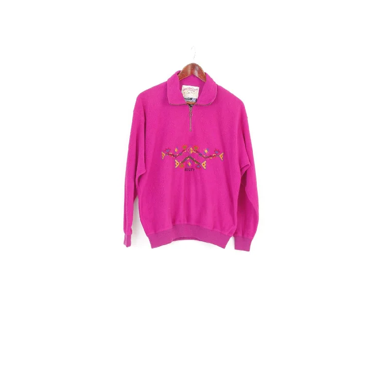 New Arrival Silvy Woman S Fleece Top Pink Vintage Aztec Winter Clothing Zip Neck Sweatshirt