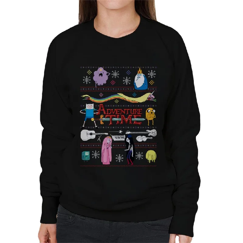 Stock Clearance sleek workout sweatshirtAdventure Time Christmas Characters Montage Women's Sweatshirt