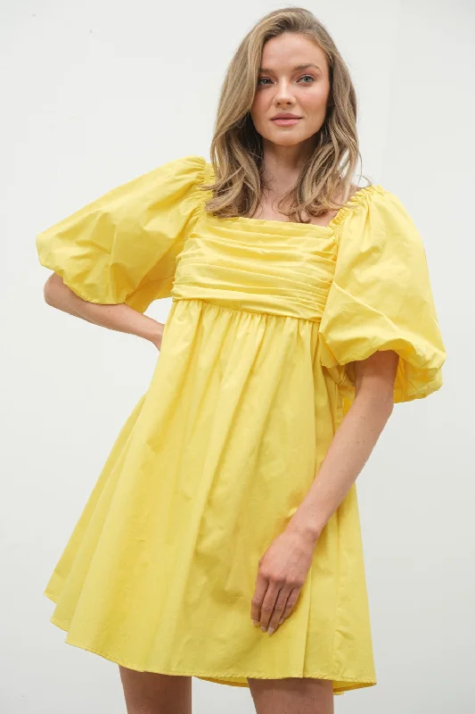Low Prices off-shoulder dressYellow Bow Dress