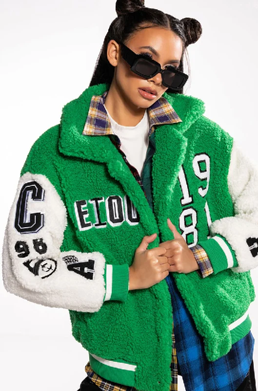 Limited Time retro coatSOLO BEAR TEDDY VARSITY JACKET
