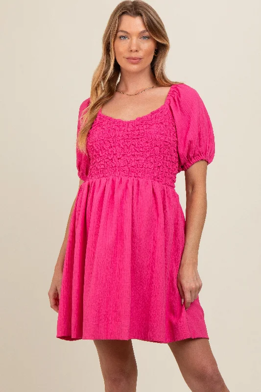 Unmissable Offer floral wrap dressPink Textured Bodice Maternity Dress