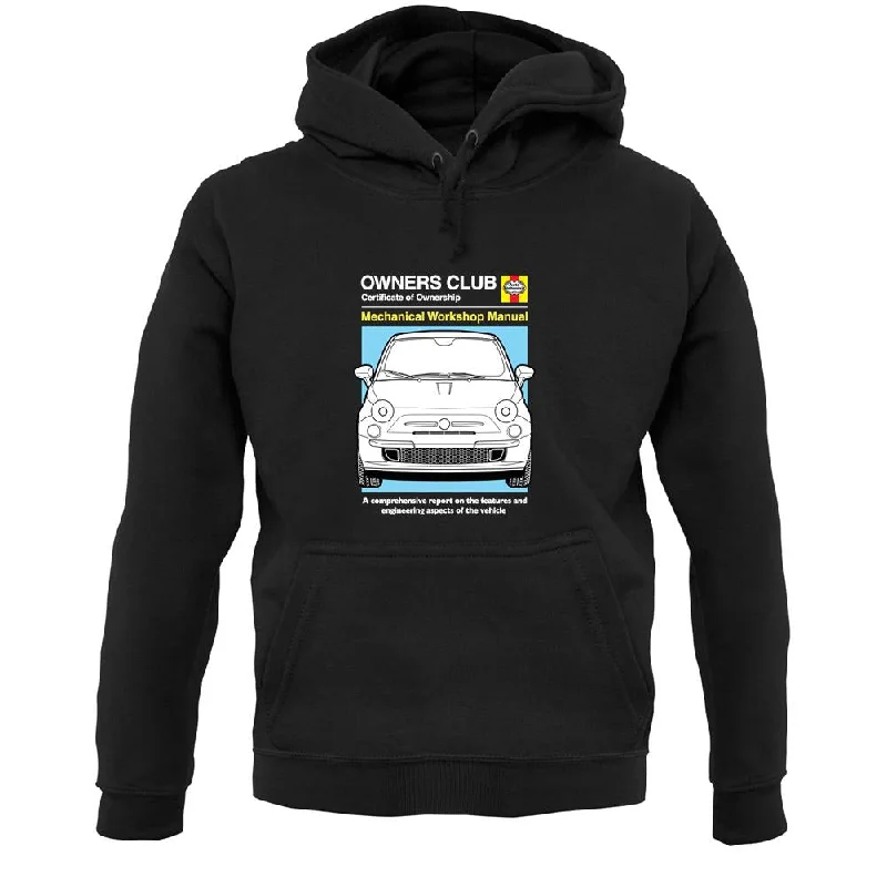 Extra Savings graphic hoodie with printCar Owners Manual Fiat 500 Unisex Hoodie