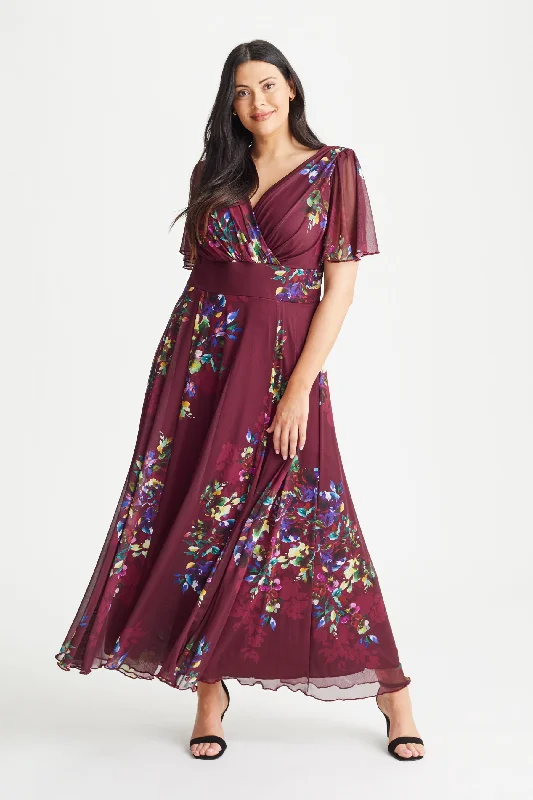 One-DAY Sale elegant maxi dressIsabelle Deep Magenta Float Sleeve Maxi Dress
