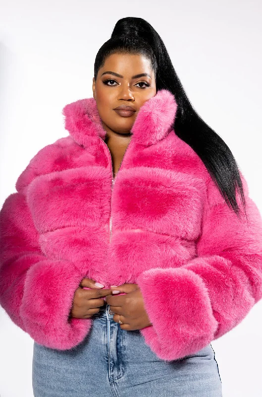 Savings Event high-fashion coatPLUS BARBZ FAUX FUR JACKET