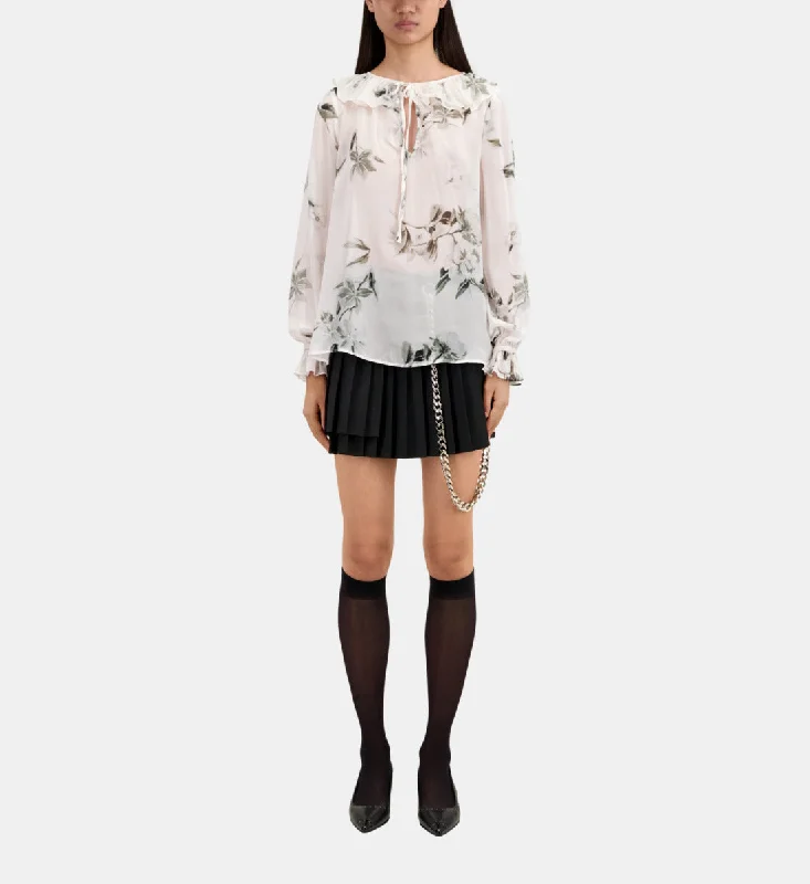 Clearance Items Printed Top With Ruffles | Women | Ecru