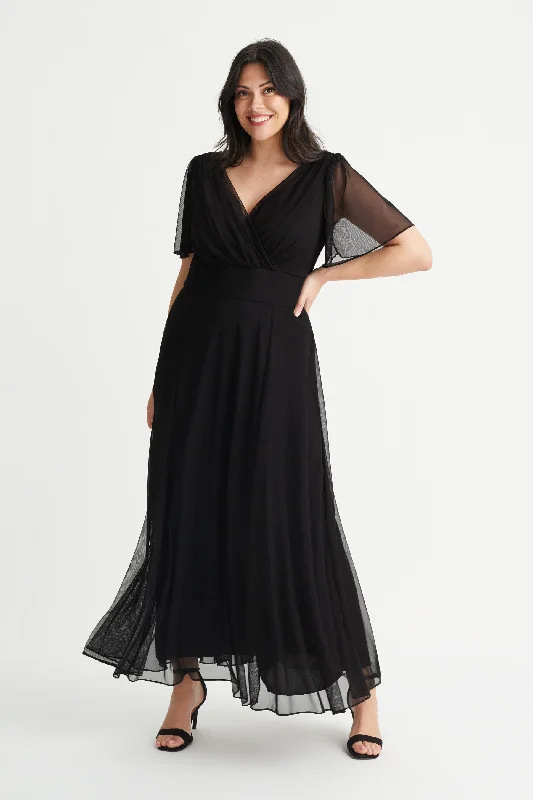 Closeout boho-chic dressIsabelle Black Float Sleeve Maxi Dress