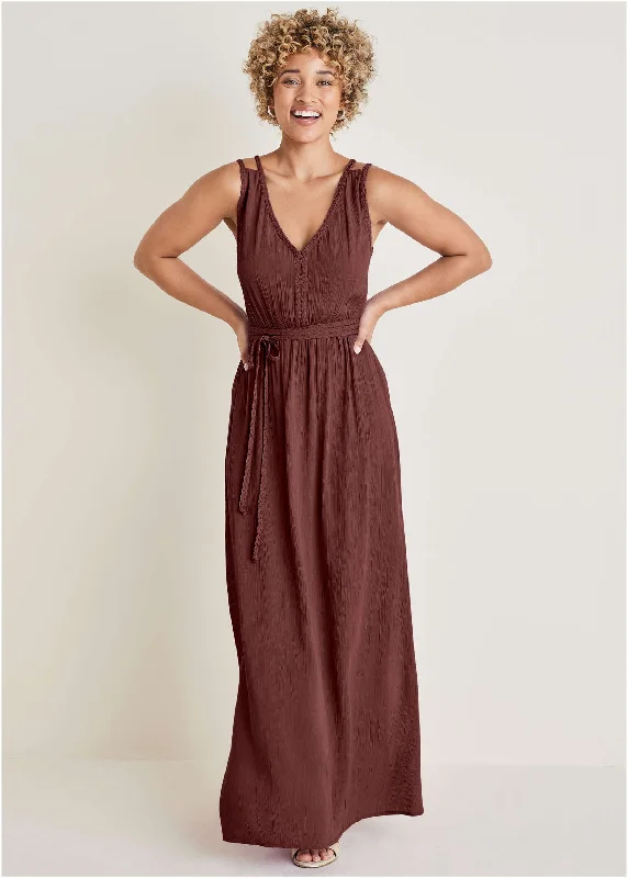 Bonus Savings silk dressBraided Detail Maxi Dress - Auburn