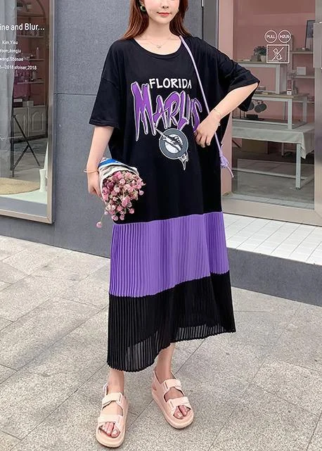 Final Markdown chic dressDIY o neck Cinched quilting clothes black Letter Dress