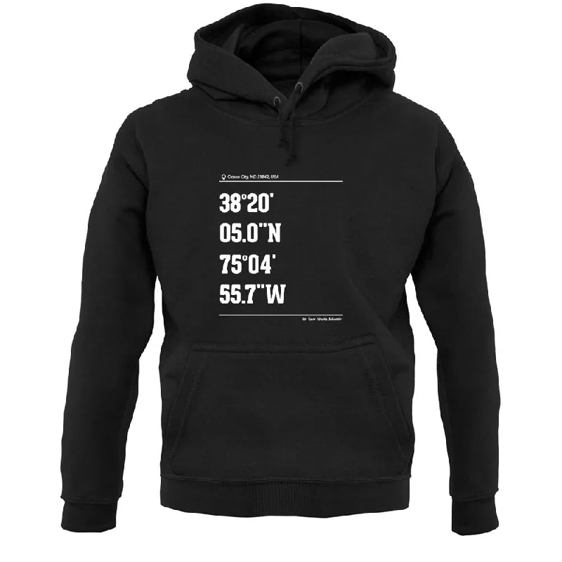 Deal Dash sporty hooded sweatshirtSurfing Coordinates Ocean City Unisex Hoodie