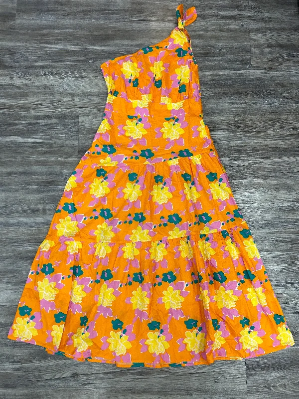Final Clearance satin dressDress Party Midi By Petal & Pup In Orange & Pink, Size: M