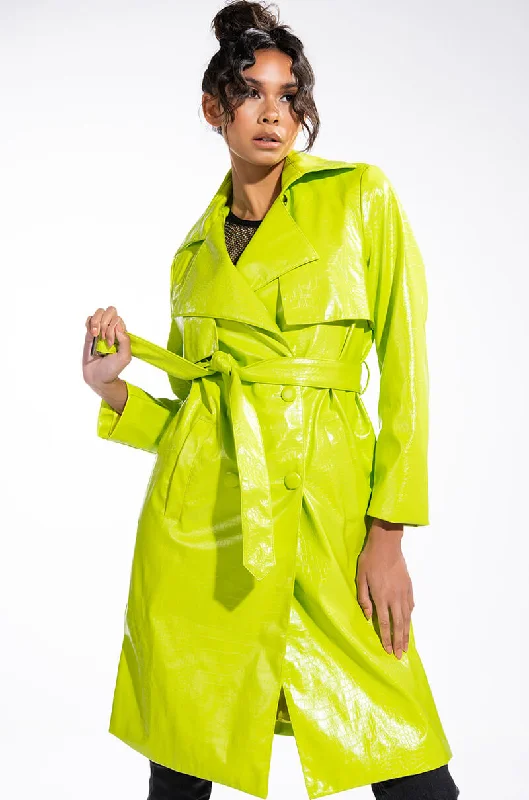 Limited Time Discount urban street coatHEARTS ON FIRE NEON CROC TRENCH JACKET