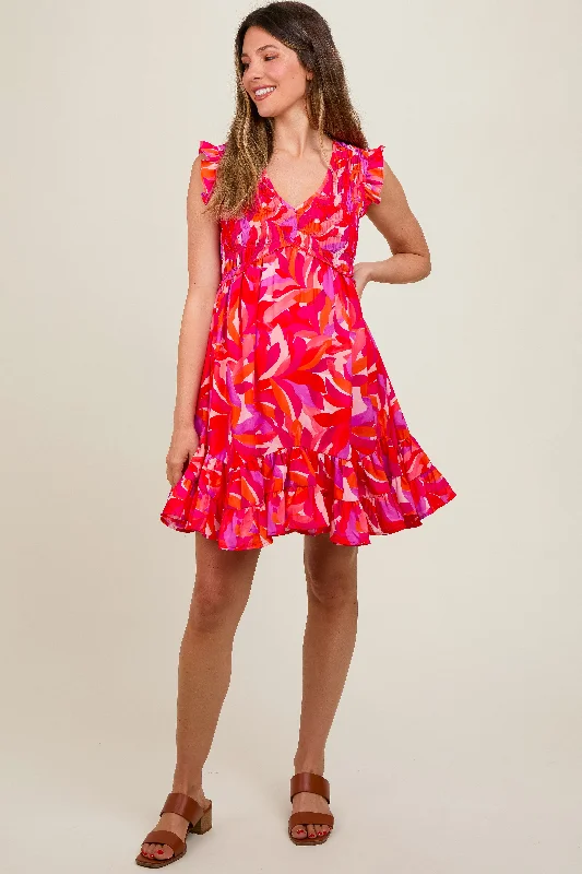 Act Fast casual knit dressFuchsia Abstract Print Maternity Mini Dress