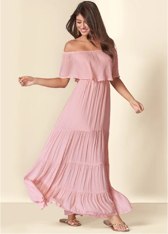 Limited Quantity floral dressTiered Maxi Dress - Blush