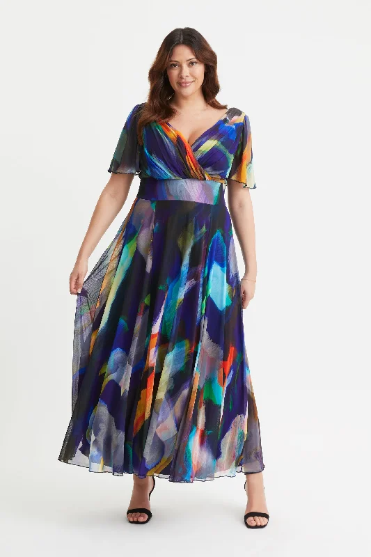 Incredible Offers lace dressIsabelle Navy Mirage Float Sleeve Maxi Dress