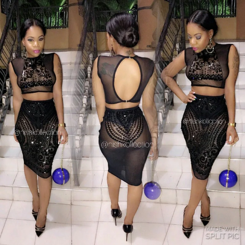 Mega Deal Slick Nequam Allele crop top skirt set