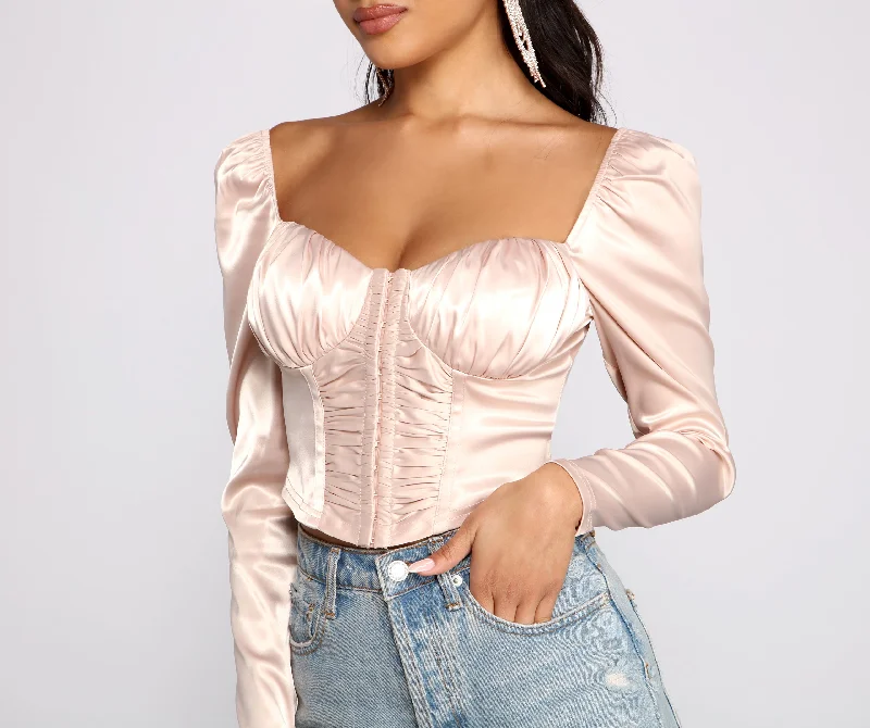 Exclusive Offers Sassy Satin Cropped Corset Top