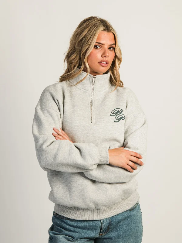 Price Fest PRINCESS POLLY CURSIVE TEXT QUARTER ZIP SWEATSHIRT