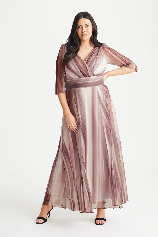 Deal Zone A-line dressVerity Coffee Cream Ikat Print Maxi Gown