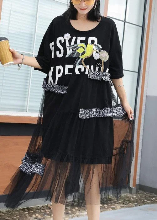 New Markdowns fitted bodycon dressDIY black patchwork cotton quilting dresses asymmetric A Line summer Dress