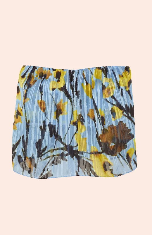 Midnight Madness Metallic Floral Strapless Top | Sky Multi