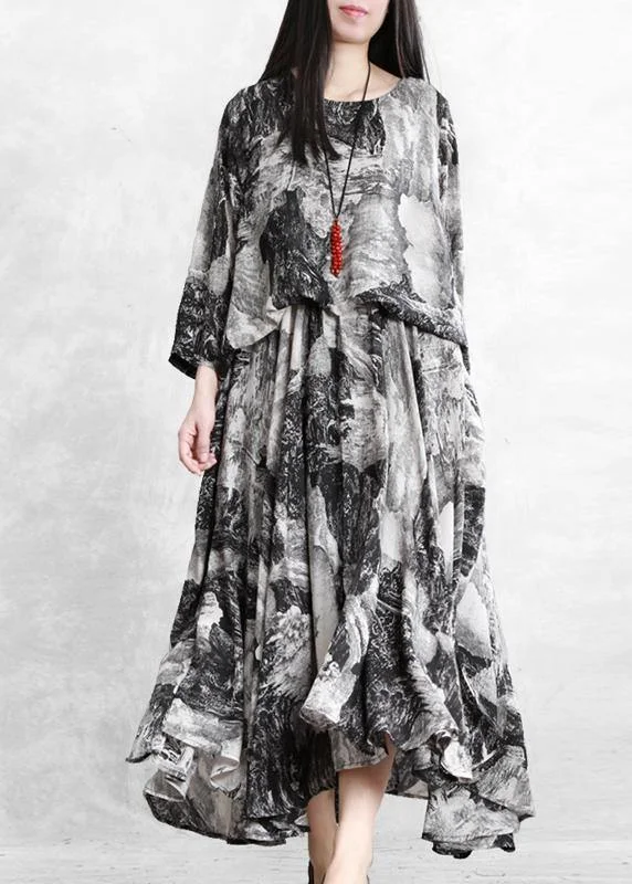 Shop and Save shift dressFrench o neck false two pieces clothes For Women floral Dresses