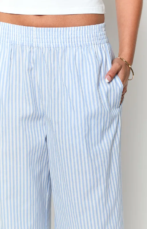 Amazing Deals fitted trench coatMahalia Light Blue Stripe Pants