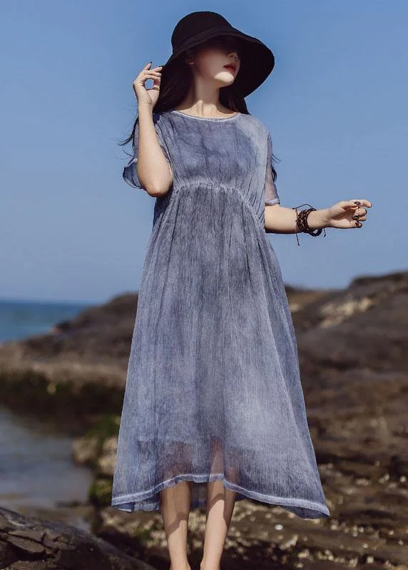 Referral Discount romantic dressChic o neck cotton outfit Photography blue Dresses summer