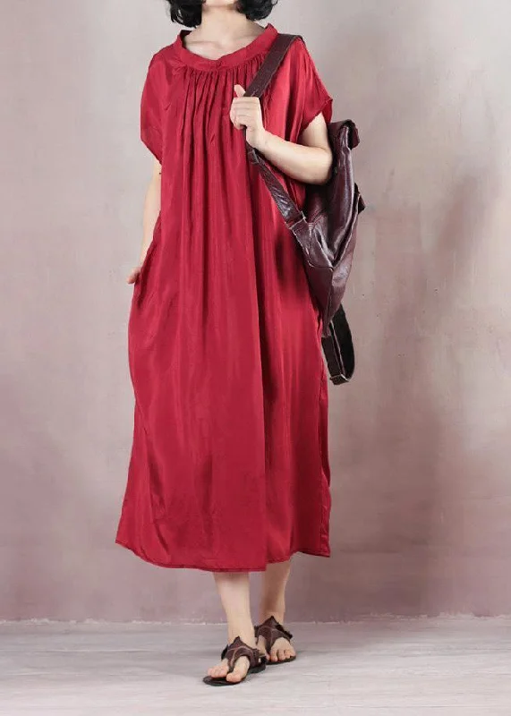 Daily Deals bohemian dressBohemian short sleeve cotton summer outfit Shirts red A Line Dresses