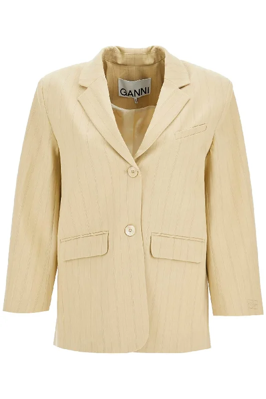 New Markdowns Ganni Women's Striped Boxy Blazer