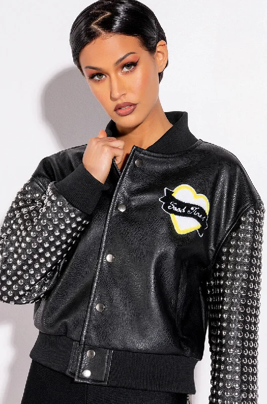 Super Bargain lightweight coatAZALEA WANG GOOD TIMES STUDDED ARM BOMBER