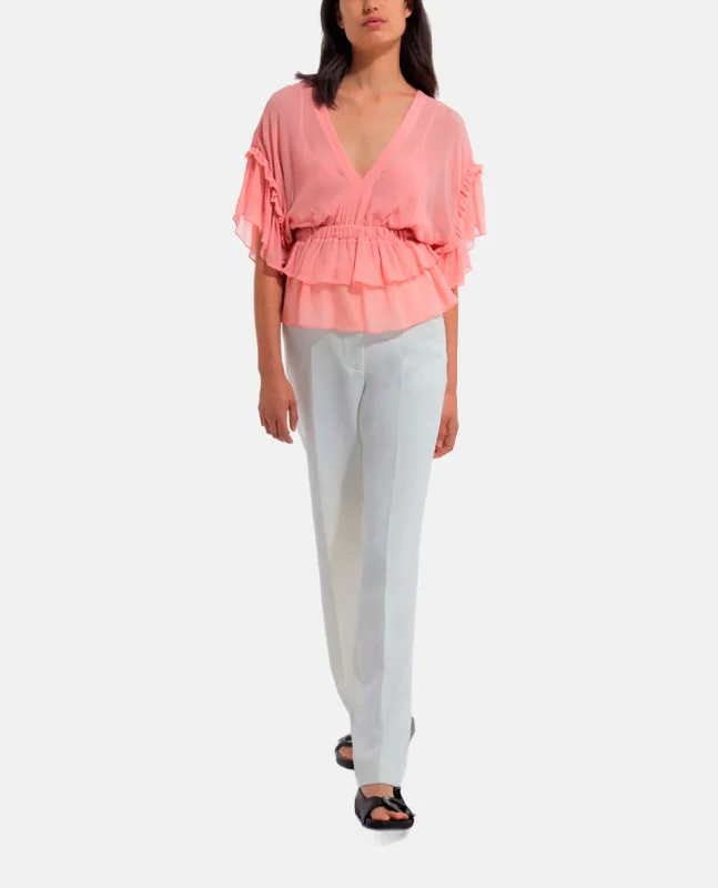 Super Sale Ruffled Short Sleeved Top | Women | Pink