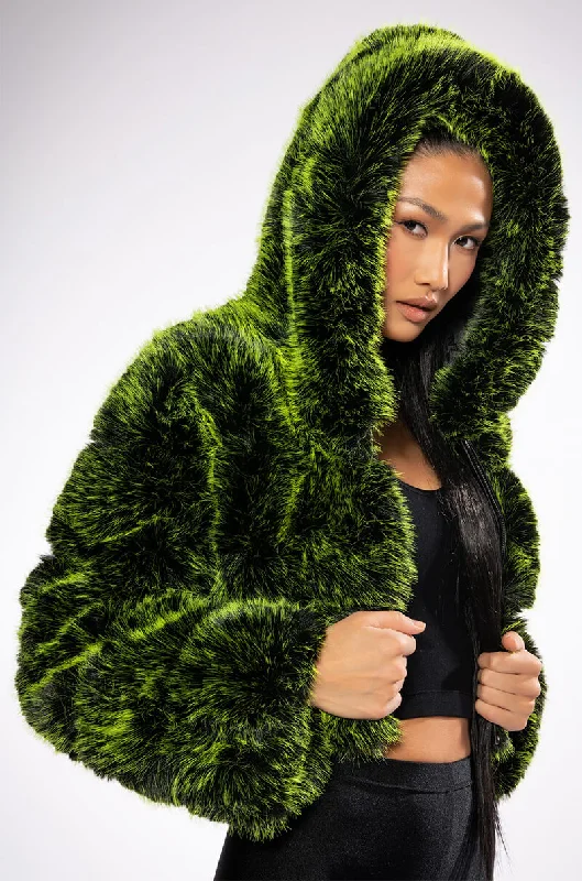 Special Price faux fur coatBIANCHI THREE-DEE FAUX FUR CROP JACKET